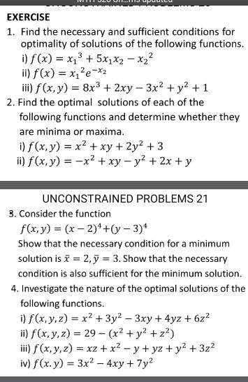 Solved Exercise 1 Find The Necessary And Sufficient Cond Chegg Com