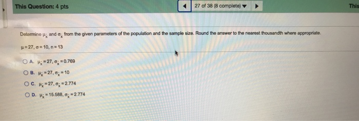 Solved 27 of 38 (8 complete) This This Question: 4 pts from | Chegg.com