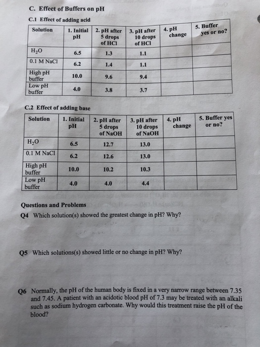 Solved Acids, Bases, pH, and Buffers 3 Aqua blue A.