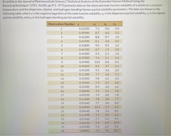 Solved An article in the Journal of Pharmaceuticals Sciences | Chegg.com