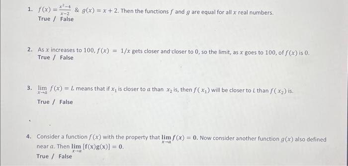 Solved 1 F X X−2x2−4andg X X 2 Then The Functions F And G