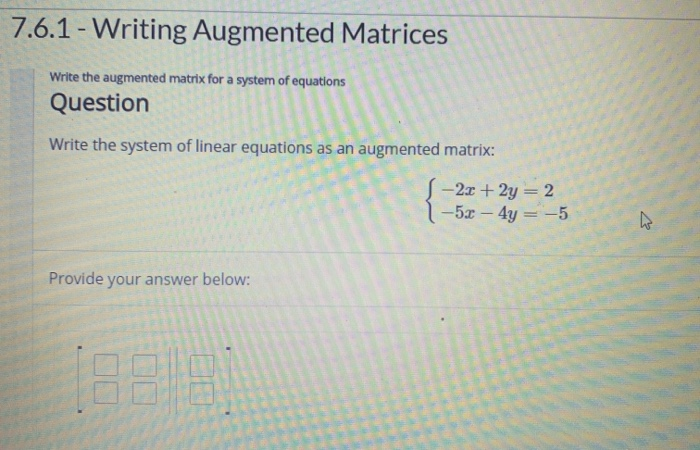 Solved 7.6.1 - Writing Augmented Matrices Write the | Chegg.com