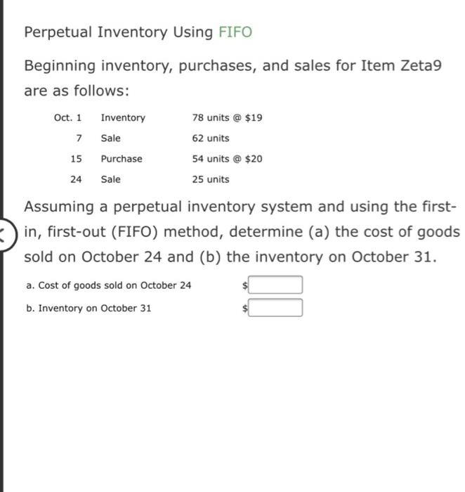 Solved Perpetual Inventory Using FIFO Beginning Inventory, | Chegg.com