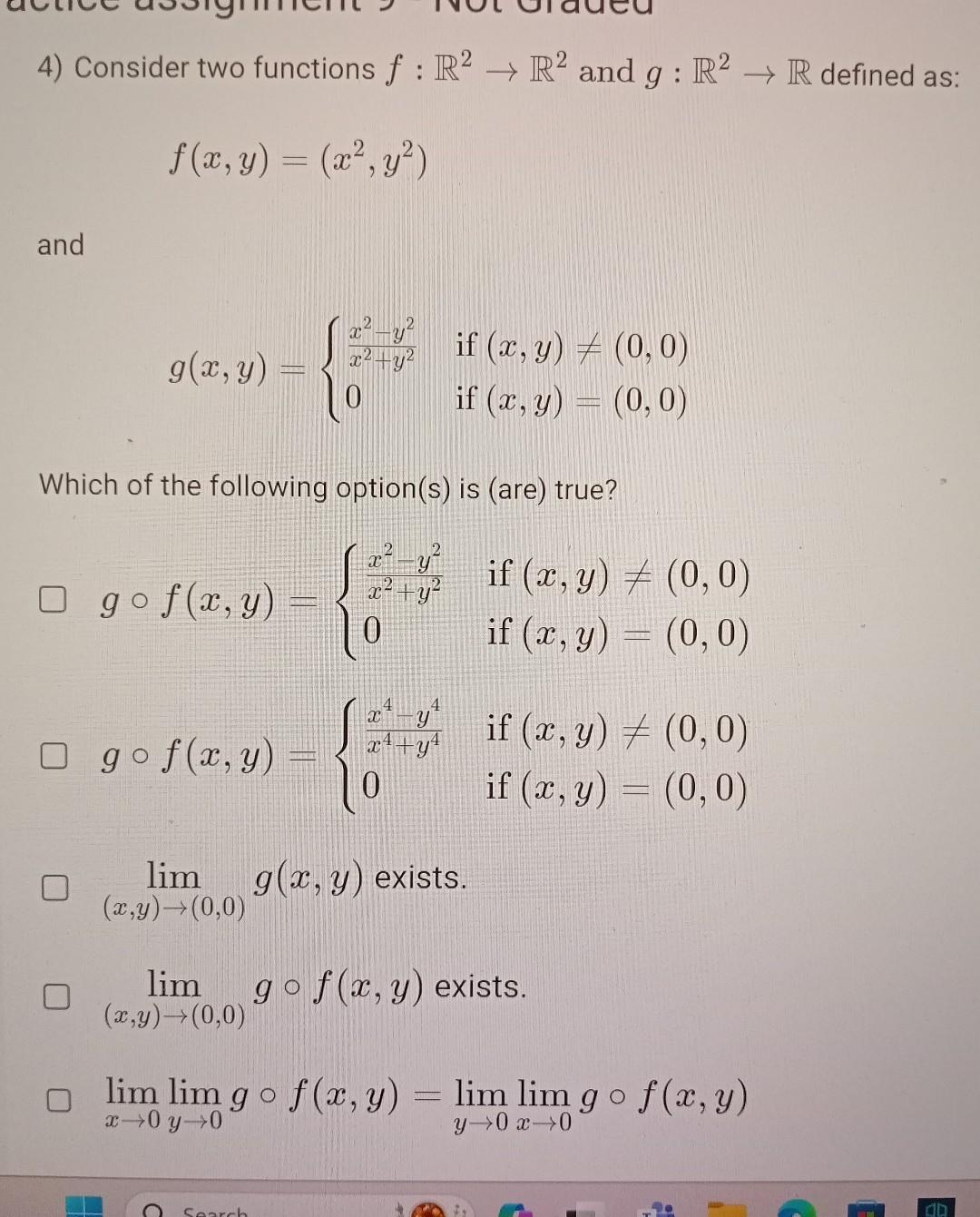 4 Consider Two Functions F R2→r2 And G R2→r Defined