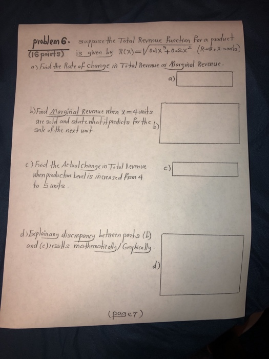 Solved problem 6. suppose the Total Revenue function for a | Chegg.com