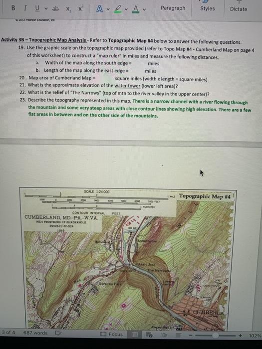Solved Activity 18 - Topographis Map Analysis - Refer to | Chegg.com