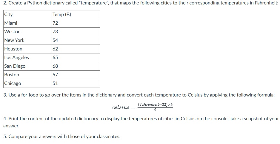 Solved Create a Python dictionary called 