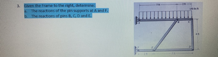 Solved 3. Given The Frame To The Right, Determine: The | Chegg.com