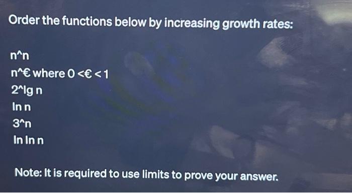 Solved Order The Functions Below By Increasing Growth Rates: | Chegg.com