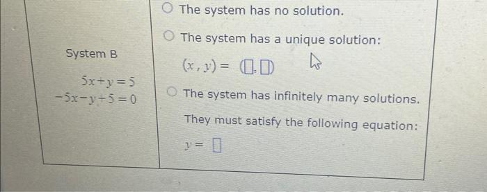 Two Systems Of Equations Are Given Below For Each