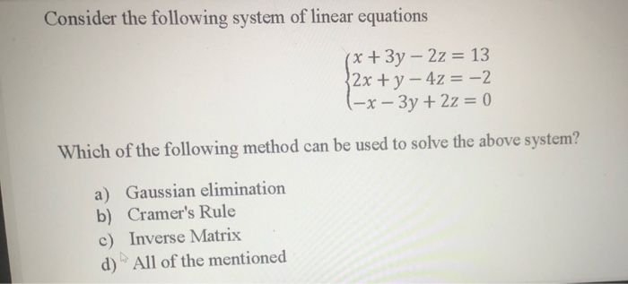 Solved Consider the following system of linear equations (x | Chegg.com