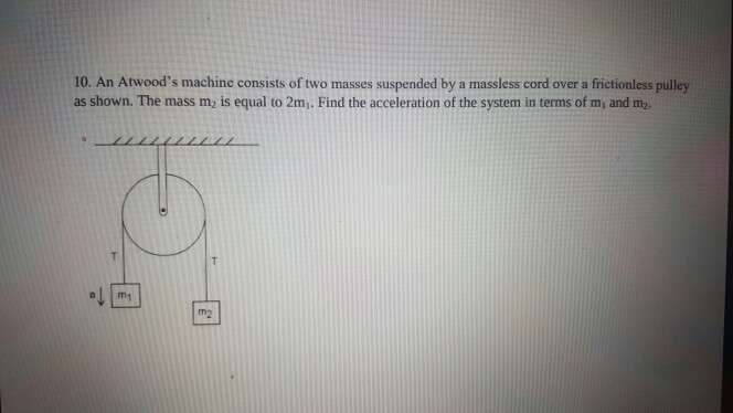 Solved 10. An Atwood's Machine Consists Of Two Masses | Chegg.com