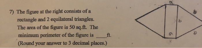 Solved 7) The figure at the right consists of a rectangle | Chegg.com
