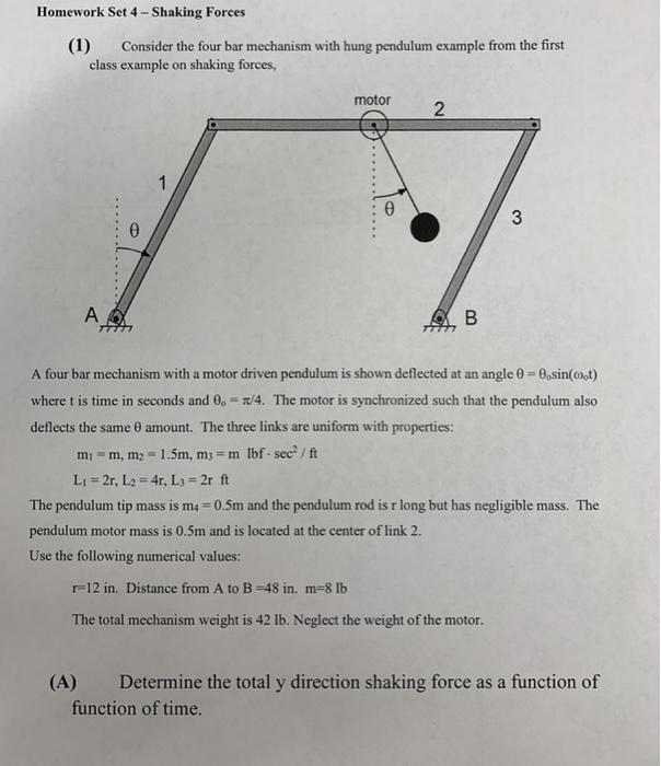 Homework Set 4 - Shaking Forces (1) Consider the four | Chegg.com