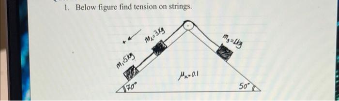 Solved 1. Below figure find tension on strings. | Chegg.com