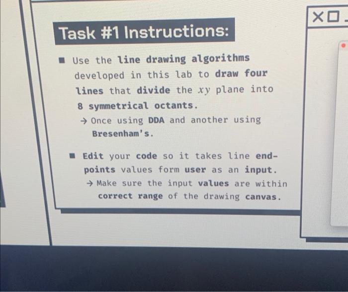 Solved Use the line drawing algorithms developed in this lab | Chegg.com