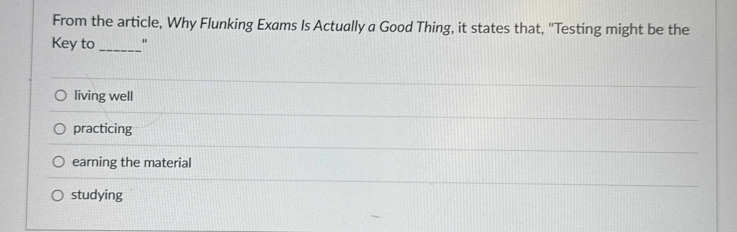 Solved From the article, Why Flunking Exams Is Actually a | Chegg.com