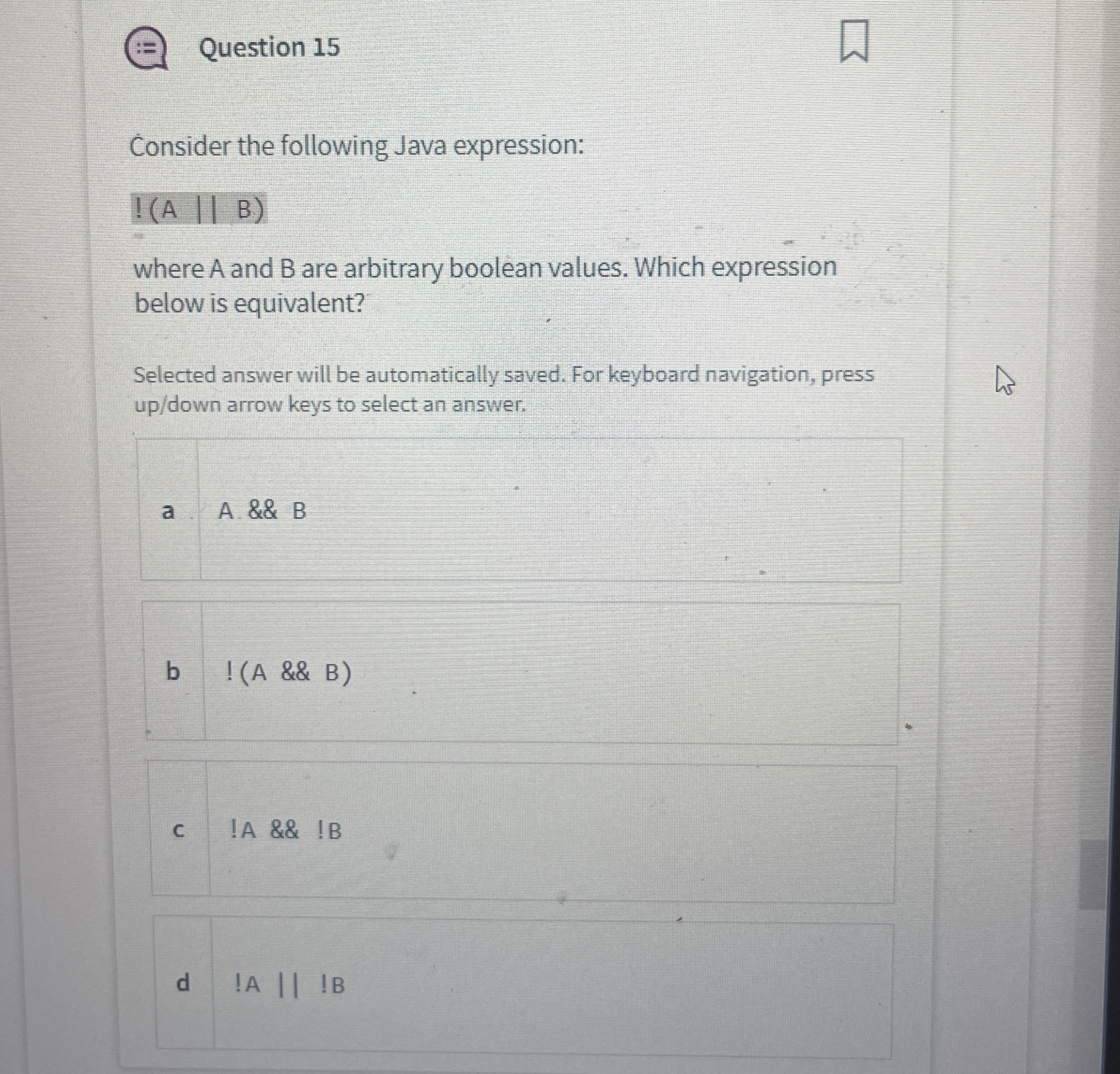 Solved Question 15Consider the following Java | Chegg.com