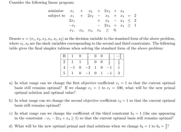 Solved Consider the following linear program: minimize | Chegg.com
