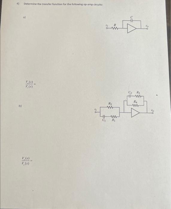 Solved 4) Determine the transfer function for the following | Chegg.com