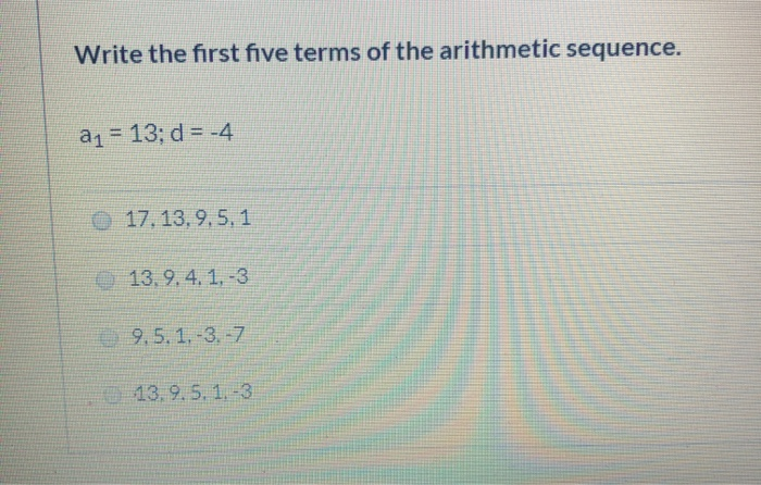 Solved Write The First Five Terms Of The Arithmetic Chegg Com