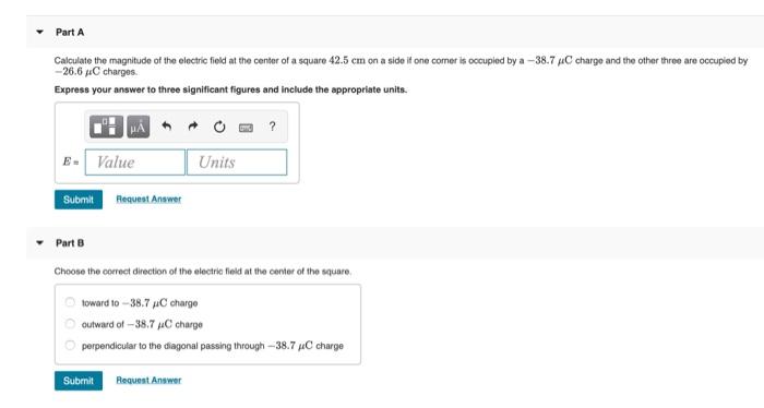 Solved Part A Calculate the magnitude of the electric field | Chegg.com