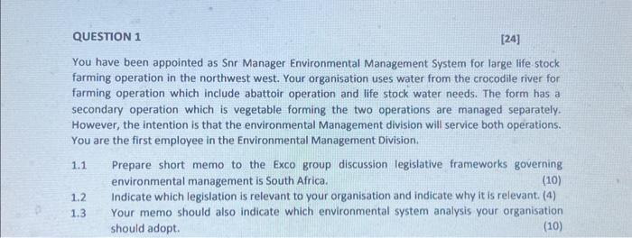 Solved QUESTION 1 [24] You have been appointed as Snr | Chegg.com