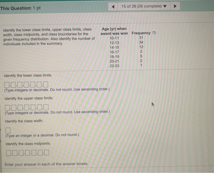 Solved This Question: 1 pt 15 of 28 (26 complete) Identify | Chegg.com