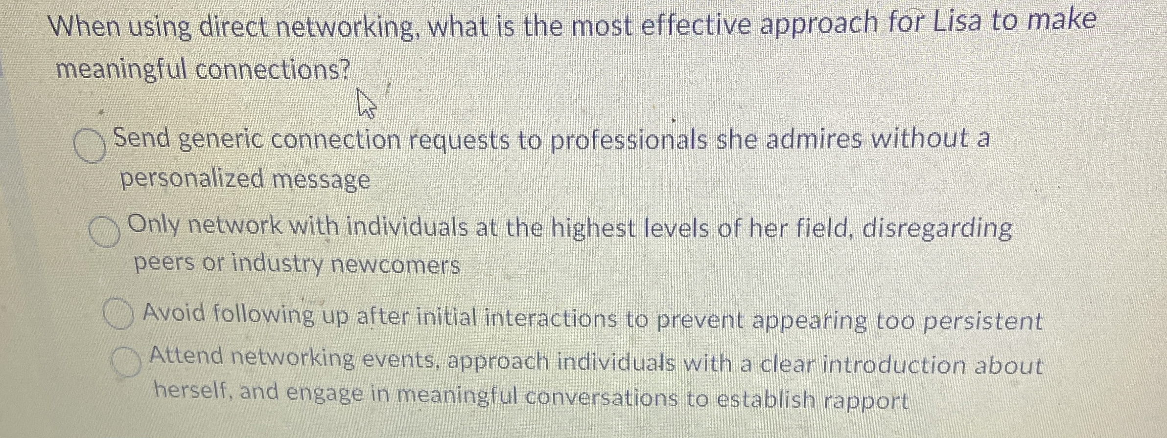 Solved When using direct networking, what is the most