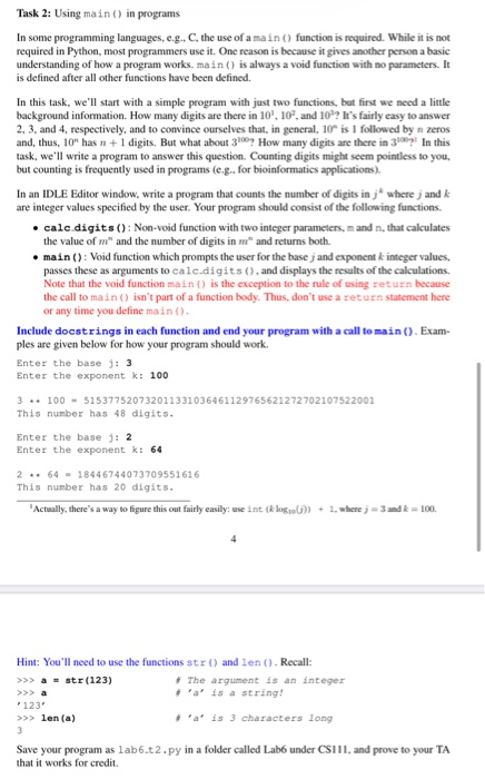 Solved Task 2: Using main() in programs In some programming | Chegg.com