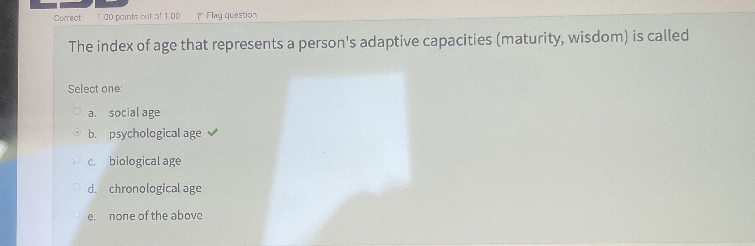 Solved The index of age that represents a person's adaptive | Chegg.com