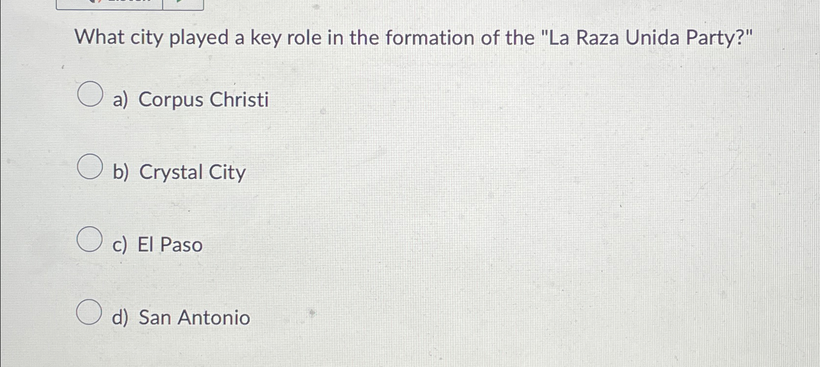 What city played a key role in the formation of the | Chegg.com