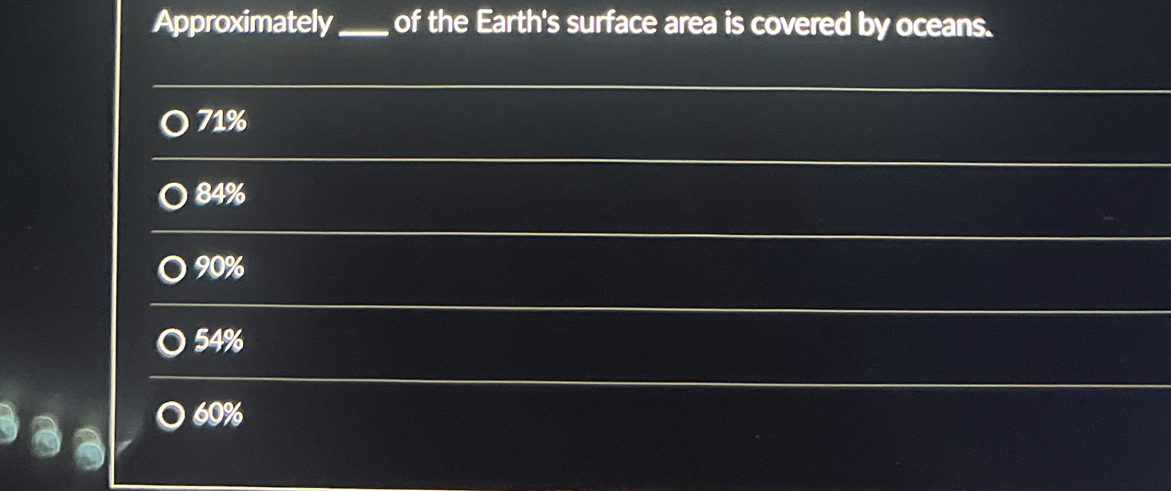Solved Approximately q, ﻿of the Earth's surface area is | Chegg.com
