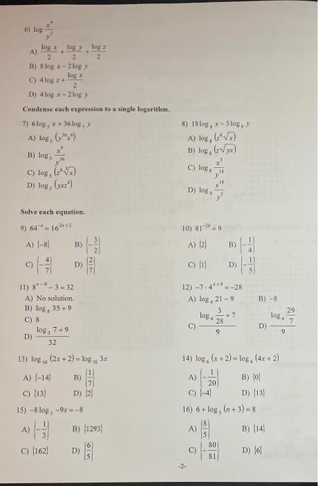 a) 2.7 (c) 2.2 198. If x' e' + 4 log x=0 then e'2x² + 4 +8x