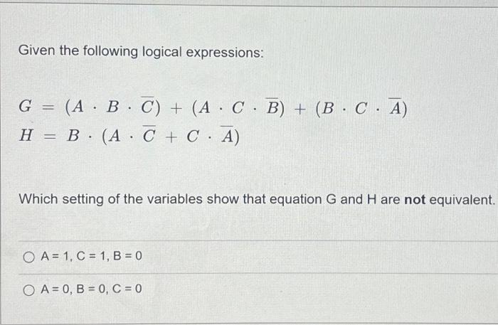 Solved Given The Following Logical Expressions: | Chegg.com