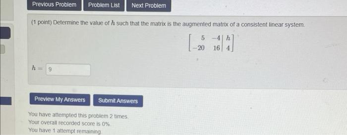 Solved 1 Point Determine The Value Of H Such Tha 2072