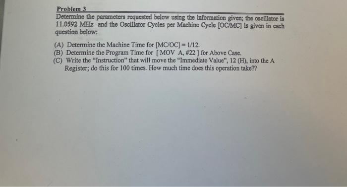 Solved Problem 3 Determine the parameters requested below | Chegg.com