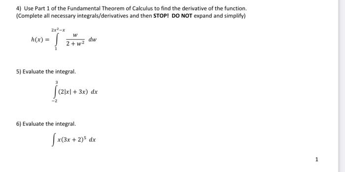 Solved 4) Use Part 1 of the Fundamental Theorem of Calculus | Chegg.com