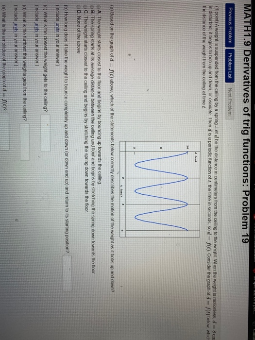 Solved Math1 9 Derivatives Of Trig Functions Problem 18