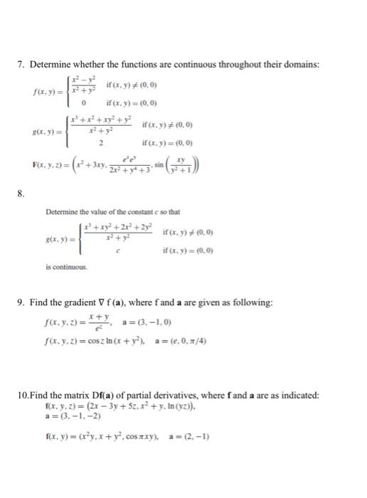 Solved 7 Determine Whether The Functions Are Continuous Chegg Com