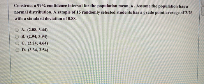 Solved Construct a 99% confidence interval for the | Chegg.com