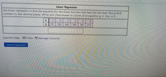 Solved Linear regression Use linear regression to find the | Chegg.com