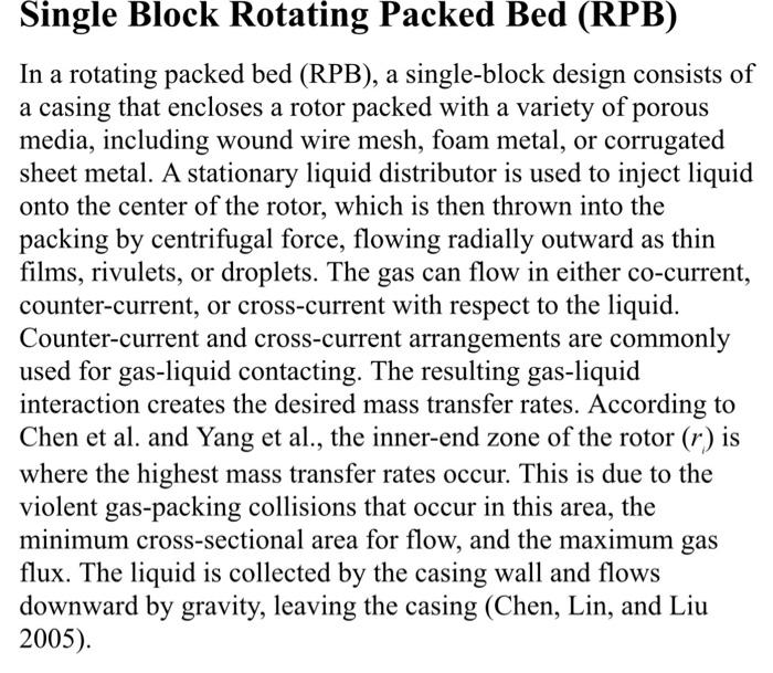 Solved Single Block Rotating Packed Bed Rpb In A Rotating Chegg Com