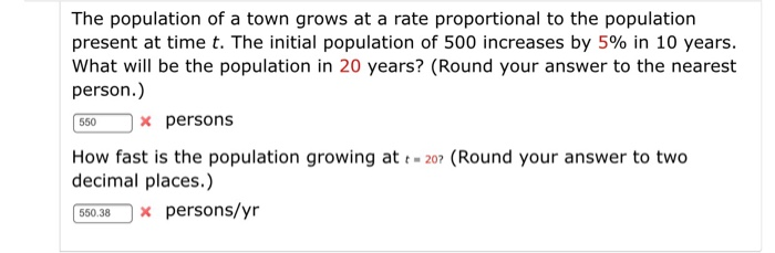 Solved The Population Of A Town Grows At A Rate Proportional | Chegg.com