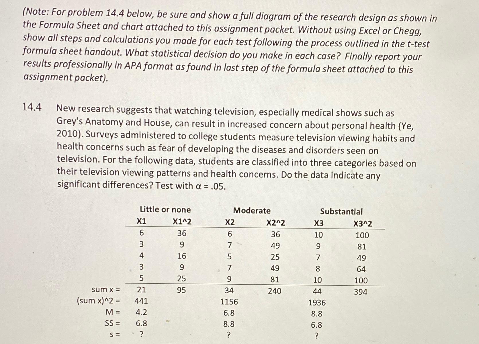 (Note: For problem 14.4 ﻿below, be sure and show a | Chegg.com