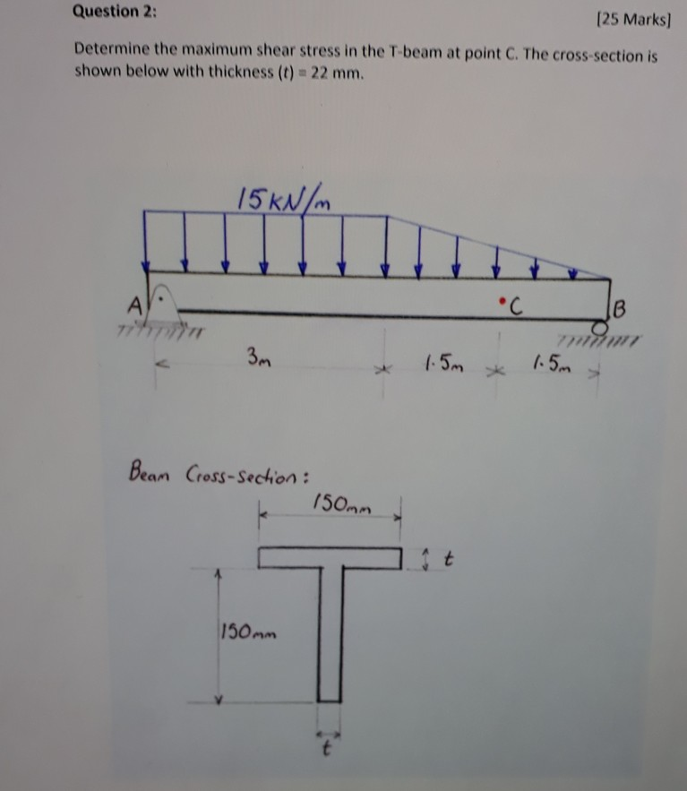 Solved Question 2: (25 Marks) Determine the maximum shear | Chegg.com