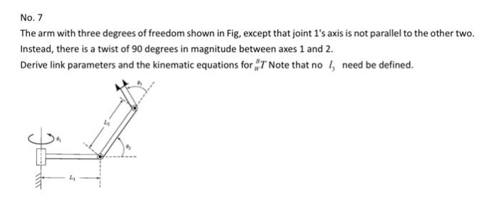 Solved No. 7 The arm with three degrees of freedom shown in | Chegg.com