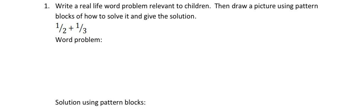 Solved Write a real life word problem relevant to children. | Chegg.com