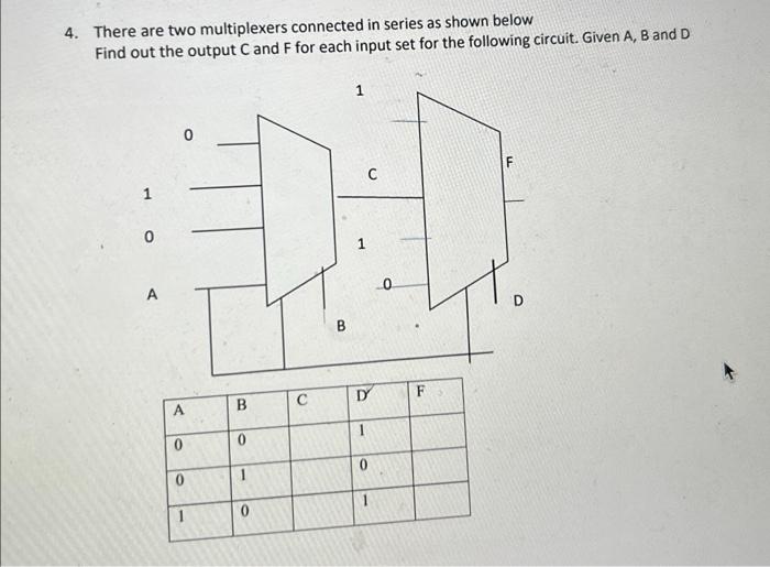 4. There are two multiplexers connected in series as | Chegg.com