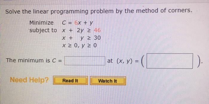 Solved Solve the linear programming problem by the method of | Chegg.com